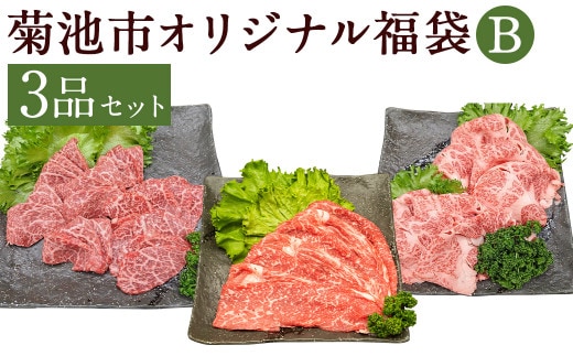 
										
										菊池市オリジナル福袋B 3品 (モモスライス約450g・ウデ焼肉用約400g・肩ローススライス約200g×2パック)
									