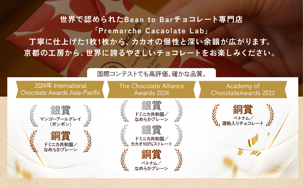 【Premarché Cacaolate Lab】国際コンテスト入賞店の手づくりチョコレート 食べ比べ12枚セット｜京都 チョコレート専門店 人気セット［ 手作りチョコ カカオ産地食べ比べ おいしい 