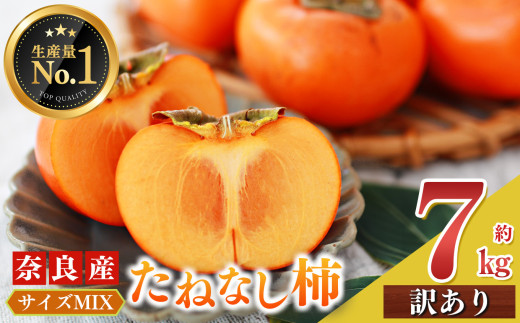 たねなし 柿 訳あり サイズ MIX 約 7kg | フルーツ くだもの 果物 柿 かき カキ タネなし 種なし 奈良県 五條市 果実 9月 10月 発送 秋 旬 味覚 グルメ お取り寄せ 送料無料 大容量 どっさり 農家直送 産地直送 ビタミン タンニン 食物繊維 豊富 美容 健康 特産品 甘い 柔らかい まろやか 田中農園 わけあり 訳アリ 自宅用 ご自宅用