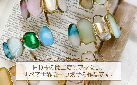 【国産樹脂使用】アゲートスライス ヘアアクセサリー 3点 セット【ハンドメイド作家作品】《築上町》【＊serendipity＊】 [ABAS016] 27000円  ヘアアクセサリー ヘアゴム ポニー