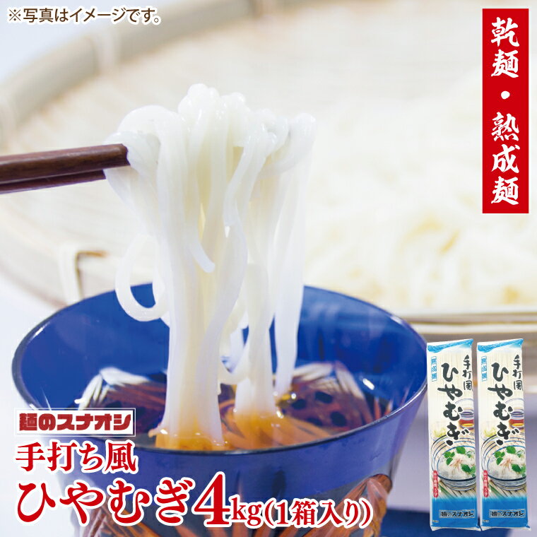 【ふるさと納税】【麺のスナオシ】手打風ひやむぎ1箱　4kg（200g×20袋）（乾麺）【冷や麦 麺 長期保存 保存食 防災 人気 大容量 水戸市 茨城県】（BY-11）