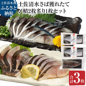 獲れたて土佐の清水さば 〆鯖2枚＆炙り〆鯖1枚セット【R00457】
