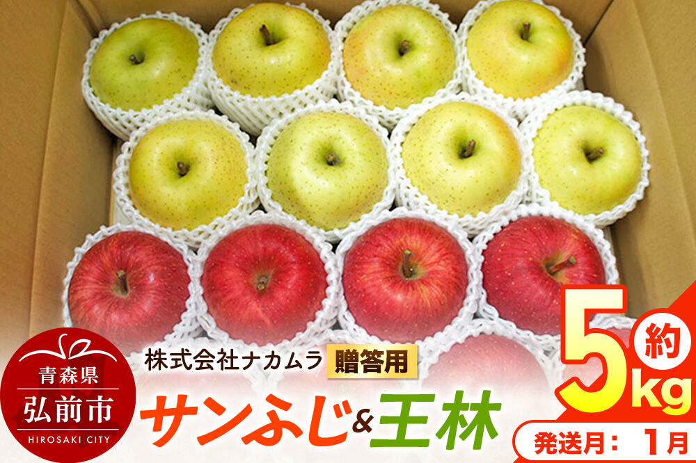 【27年1月発送】りんご サンふじ・王林【贈答用】約5kg（16〜20玉程度）先行受付 青森県産 林檎 リンゴ 果物 くだもの フルーツ 青森県 弘前市 [先行予約 産地直送 ギフト 贈り物 アップル おいしい ふじ 王林 果実 美味 甘い]
