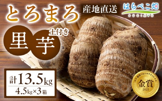 【粘りと甘みが段違い】里芋『とろまろ』土付き 4.5kg 3箱・H122