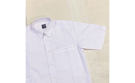 【遠州織物】武襯衣 先染ストライプドビー織シャツ　メンズ 半袖 ピンク ファッション 服 男性  ピンクL