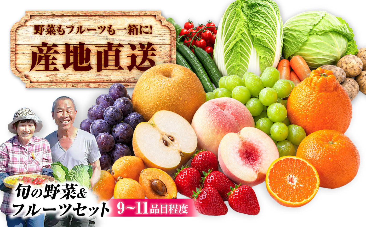 【6回定期便】【産地直送】長崎県諫早産 旬の野菜＆フルーツ詰め合わせ 9〜11品目程度 季節のおまかせセット / 野菜 フルーツ 果物 セット 詰め合わせ 旬野菜セット 旬のフルーツ 旬 食べ比べ 産地直送 健康 / 諫早市 / 肥前グローカル株式会社 [AHDI017]