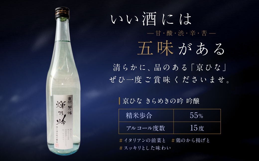 京ひな きらめきの吟 吟醸 720ml 【えひめの町（超）推し！（内子町）】（408-1）