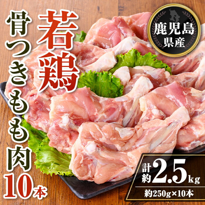 【ふるさと納税】鹿児島県産 若鶏骨付きもも10本セット (計約2.5kg・約250g×10本) 鹿児島県産 鶏肉 鳥肉 もも肉 モモ肉 下処理 煮込み ロースト から揚げ 真空 真空パック アウトドア BBQ 冷凍 【TRINITY】
