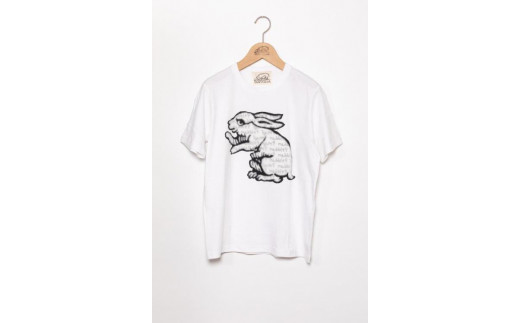 
【beanxious(ビーアンキシャス)】直植毛フロッキーTシャツ　ウサギ白
