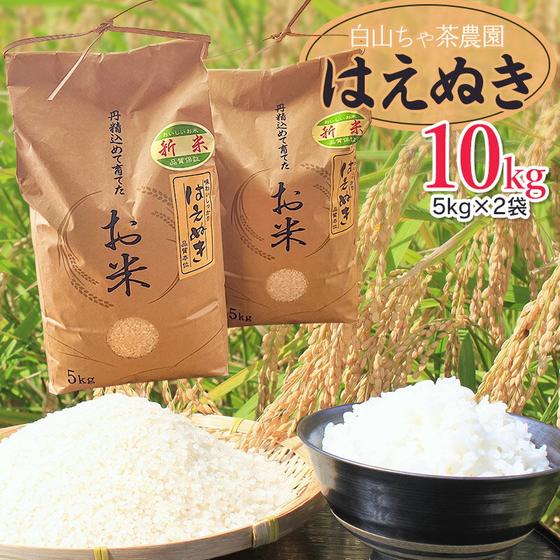 【ふるさと納税】令和7年産【新米】白山ちゃ茶農園のはえぬき　精米5kg×2袋（合計10kg）　K-766