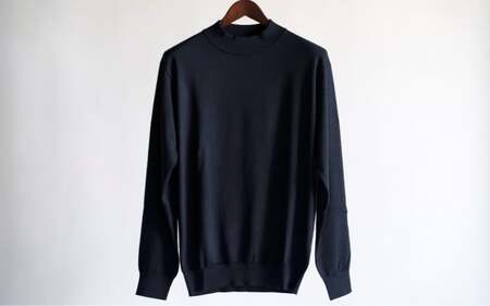 洗える セーター モックネック ( ネイビー M ) ニット シルク100％ メンズ | 長袖 ニット ウォッシャブル 秋冬 秋 冬 シンプル 無地 プレゼント ギフト 父の日 新潟県 五泉市 有限会