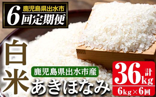 
i538 ＜定期便・計6回(連続)＞鹿児島県出水市産あきほなみ＜(3kg×2袋・計6kg)×全6回＞【田上商店】
