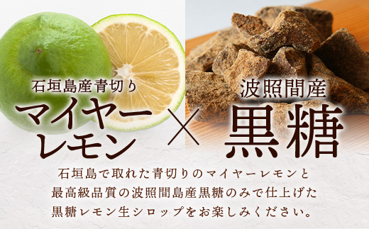 【先行受付】<2025年10月～12月順次発送> 黒糖レモン生シロップ120ml×2本 | 沖縄 石垣 黒糖 波照間 青切り レモン マイヤー メイヤー 生 シロップ | TF-47