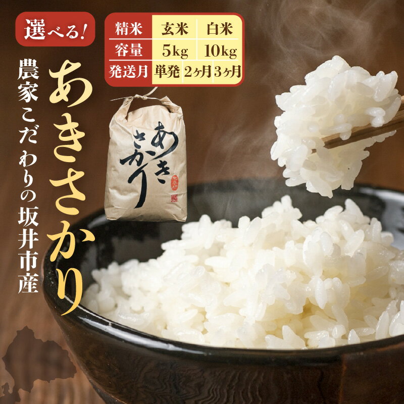 【ふるさと納税】【令和7年産】農家こだわりの坂井市産 あきさかり 【内容量：5kg / 10kg】【選べる精米具合：白米 / 玄米】 【米 コメ お米 5キロ 10キロ 定期便 ふるさと納税米 ブランド米 国産】