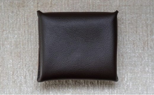 本革コインケース（こげ茶色）7.5×7.5cm【ann's  jam・ハンドメイド品】