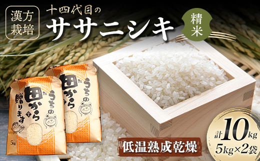 【先行予約】 令和6年産 漢方栽培 低温熟成乾燥 十四代目のササニシキ 10kg（5kg×2） 米 お米 おこめ 山形県 新庄市 F3S-2182