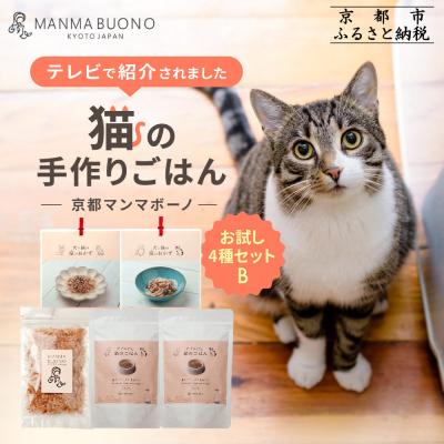 ふるさと納税 京都市 【MANMA BUONO】猫の手作りごはん お試しBセット4種|ペットフード 有名 人気ペットフード