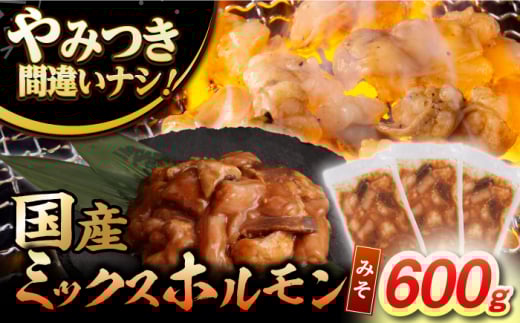 【長崎和牛】ミックスホルモン（みそ） 200g×3袋 長与町/なかみ屋本舗 [EAD090] 国産 長崎和牛 和牛 ホルモン レバー ホルモンミックス 牛肉 ほるもん 冷凍 小分け 真空パック 味噌 味付き 味付け 焼肉 焼き肉 おつまみ