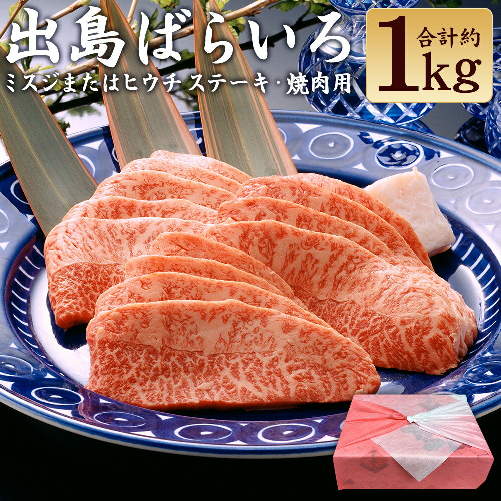 【ふるさと納税】出島ばらいろミスジまたはヒウチ（ステーキ・焼肉用ブロック）約1kg 長崎和牛 牛肉 お肉 自家製焼肉たれ タレ 化粧箱入り 冷凍 長崎県産 国産 九州 長崎県 長崎市 送料無料