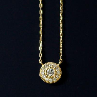 ふるさと納税 大津市 【10金 ラボダイヤネックレス 0.093ct】40cm メレデザインネック 優しい透明感 K10