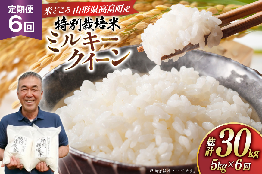 米 定期便 6回 令和8年産 特別栽培米 ミルキークイーン 5kg 6回 計30kg [渡部ファーム 山形県 高畠町 tk06ays810009] お米 白米 精米 ごはん ご飯 ブランド米