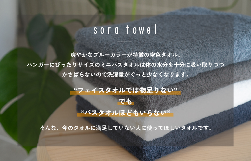 【スピード発送】soraミニバスタオル6枚セット（ホワイト/チャコール）【フェイスタオル 以上 バスタオル 未満 泉州タオル 吸水 普段使い シンプル 日用品 たおる 大阪 泉佐野 大阪府 泉佐野市】
