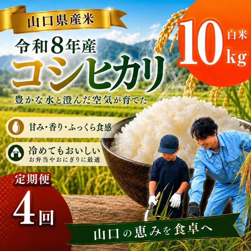 令和8年度産 山口県産 コシヒカリ 10㎏ 定期便 4回発送