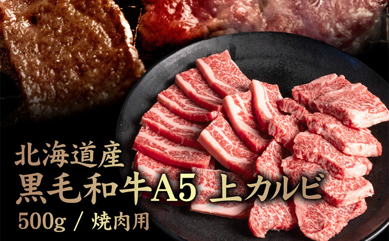 
            北海道産 黒毛和牛A5上カルビ500g 焼肉用 | オンライン申請 ふるさと納税 北海道 中標津 黒毛和牛 A5 上カルビ カイノミ フランク ヘッドバラ 特上 濃厚 脂 赤身 焼肉 BBQ 牛 肉 カルビ お取り寄せ ワンストップ マイページ 金龍 仁栄 中標津町【57014】
          