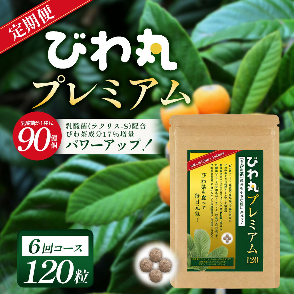 【ふるさと納税】【定期便 全6回】≪6ヶ月連続で毎月お届け≫ びわ丸プレミアム ≪1回あたり(120粒入×1袋) ≫ 健康補助食品 びわ茶含有加工食品 TO-11-NP | 国産 びわ茶 びわの葉 サプリメント 乳酸菌 ノンカフェイン ポリフェノール ネコポス 鹿児島県 南大隅町 十津川農