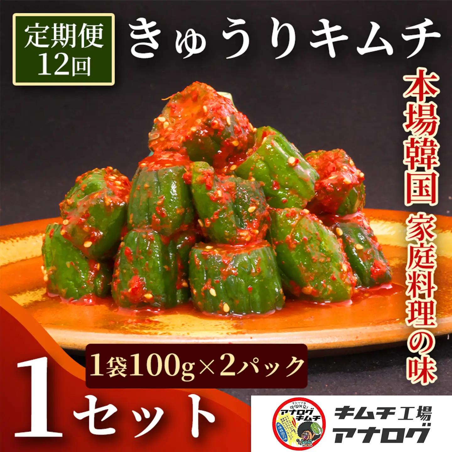 【12カ月定期便】熟成秘伝のオイ(きゅうり)キムチ(100g×2パック)(H104200)