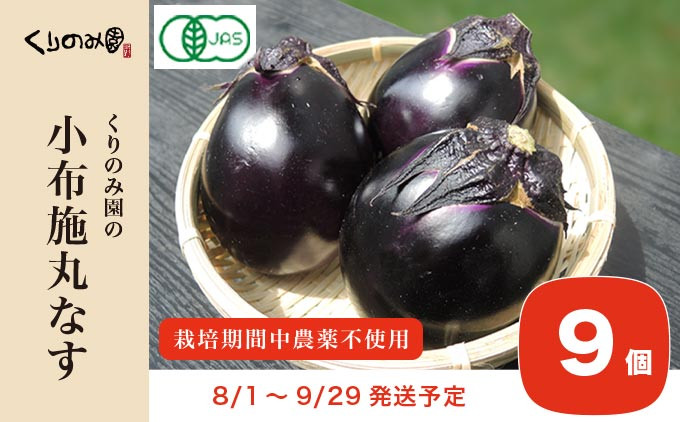 
            ［栽培期間中農薬不使用］小布施丸なす 9個 ［くりのみ園］有機JAS認定取得 数量限定 期間限定 野菜 やさい 丸茄子 信州伝統野菜 長野県産 信州産 冷蔵便 クール便  【2025/8/1～9/29発送】 ［H-62］
          