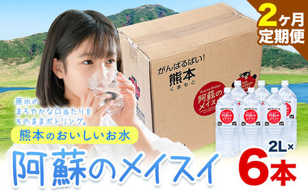 【2ヶ月定期便】水 熊本 の おいしい お水 阿蘇山 天然水  2L × 6本 1ケース 丸富産業《お申込み月の翌月から出荷開始》熊本県 御船町 水 天然水 みず 熊本