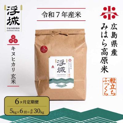 ふるさと納税 三原市 《令和7年》【6か月定期便】みはら高原米 浮城 きぬひかり 玄米5kg[220-022]