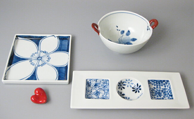 【ふるさと納税】食卓セットF（小鉢1・角皿1・三品盛1・箸置き1）大慶 食器 器 うつわ 陶磁器 皿 ギフト 贈答 35000円 3.5万円 A35-438