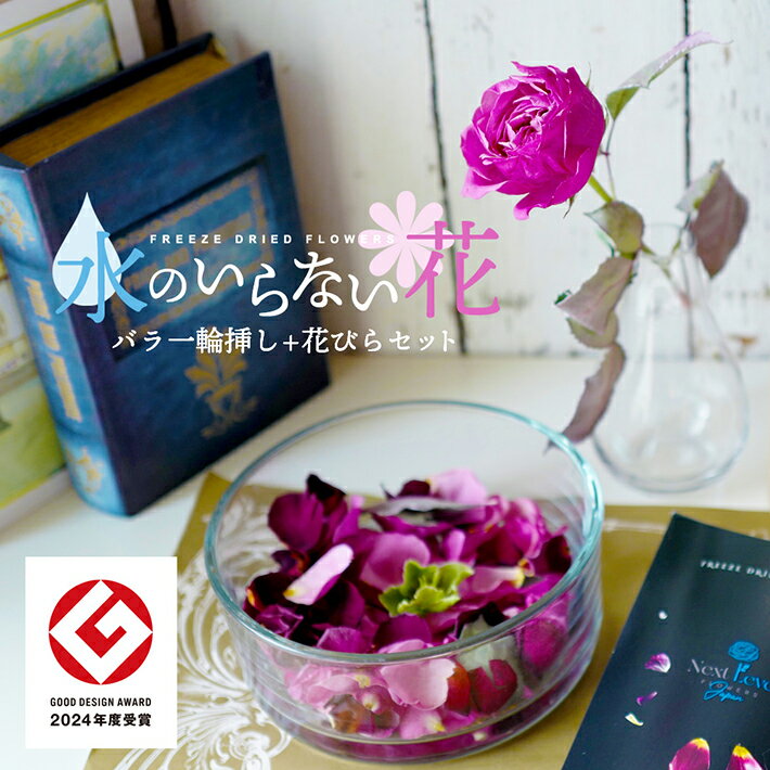 【ふるさと納税】水のいらない花 ゼロフラワー 「バラ一輪挿し＆花びらセット」 花瓶つき 東北 山形県 酒田市 庄内 LotusGarden フリーズドライ専門店 Next Level FLOWERS Japan フリーズドライフラワー 一輪挿し フラワーペタル