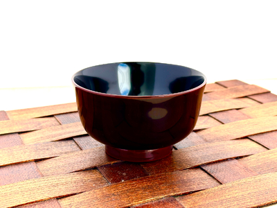 川連漆器 本溜内黒 口福椀 天然漆 漆器 [B5507]
