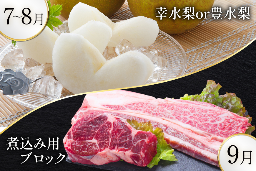 AJ699 【8回定期便】 夏のフルーツと長崎和牛 定期便 [ 果物 フルーツ びわ すいか 小玉スイカ メロン 赤肉メロン ナシ 梨 長崎和牛 定期便 和牛 お肉 肉 牛 牛肉 国産 ステーキ]_イ