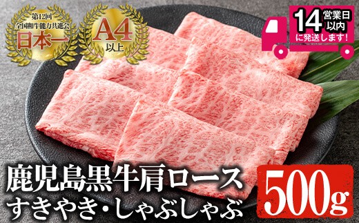 
                  ＜14営業日以内発送！＞鹿児島黒牛 A4以上 肩ロース すきやき・しゃぶしゃぶ (計500g) 国産 黒毛和牛 牛肉【佐多精肉店】B78-v03
                