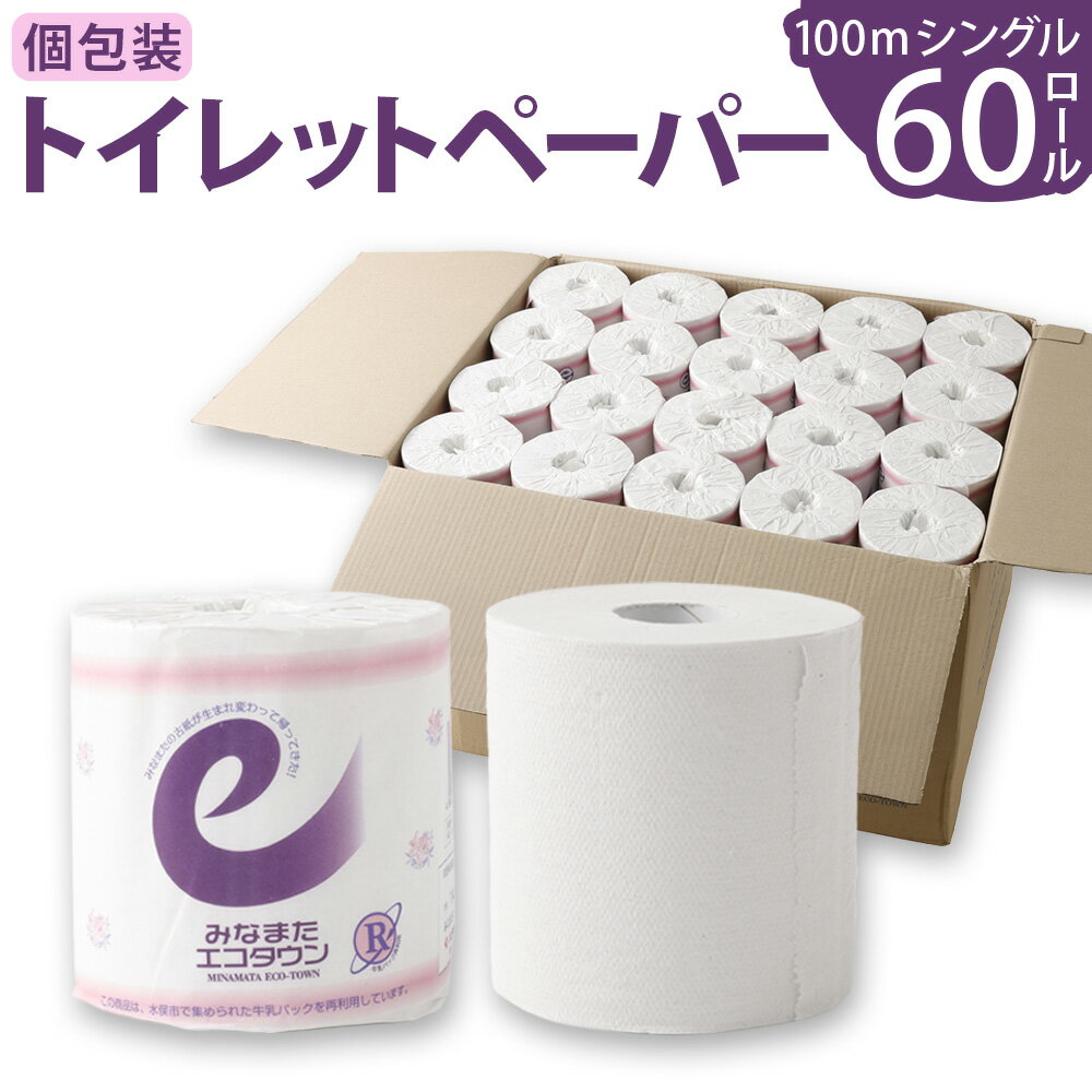 【ふるさと納税】みなまたエコタウンペーパー 60個入 60ロール トイレットペーパー トイレ ペーパー 100m シングル 個包装 環境 牛乳パック 古紙 リサイクル 日用品 生活必需品 送料無料