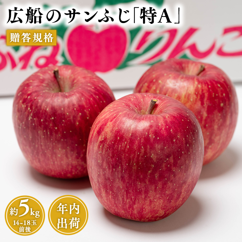年内 贈答規格 広船のサンふじ 約5kg「特A」年内 贈答規格 広船のサンふじ 約5kg「特A」【広船アップルクラブ・平川市広船産・青森りんご・12月】