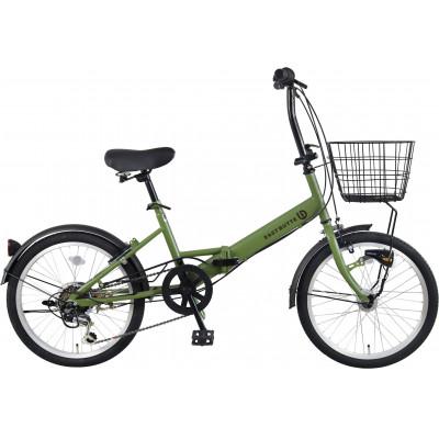 ふるさと納税 四日市市 オリタタミ自転車6段変速　LEDオートライト　20型　マットオリーブ