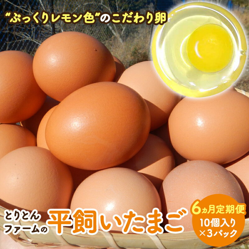 【ふるさと納税】【6カ月定期便】とりとんファームの平飼いたまご10個入り×3パック / たまご 卵 定期便 卵焼き 卵がけご飯 料理 まとめ買い ご飯のお供 田辺市 鶏卵 平飼い 和歌山県