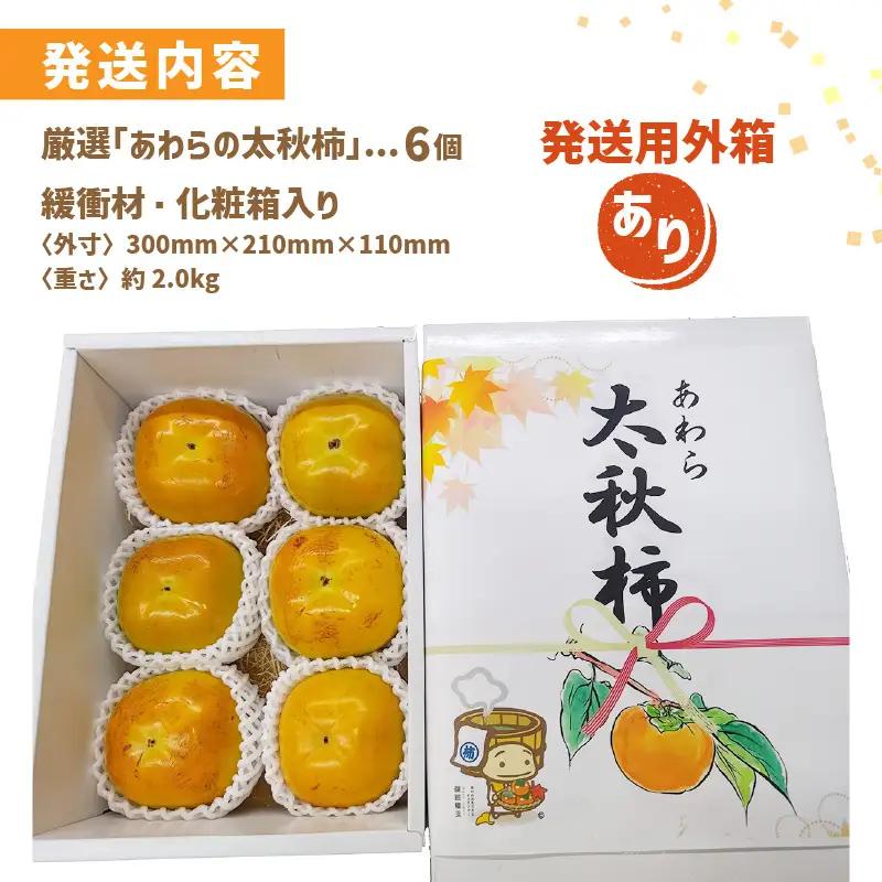  【先行予約】「越前柿」だけじゃないよ！希少なあわらの「太秋柿」6個入（1.8kg以上） ／ 果物 フルーツ 産地直送 期間限定 ※2026年10月下旬以降発送予定 [aw131-a001]