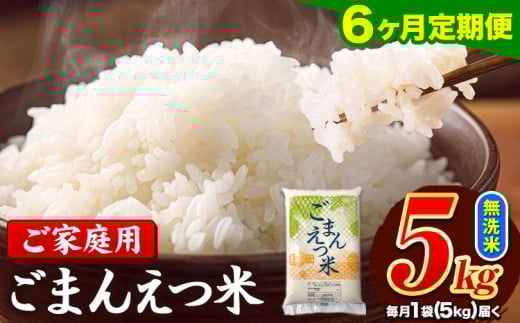 【6ヶ月定期便】訳あり 米 無洗米 ごまんえつ米 5kg 5kg×1袋 米 こめ 定期便 家庭用 備蓄 熊本県 長洲町 くまもと ブレンド米 熊本県産 訳あり 常温 配送 《お申し込み月の翌月から出荷開始》
