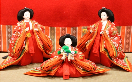 雛人形 三段五人毛せん飾り