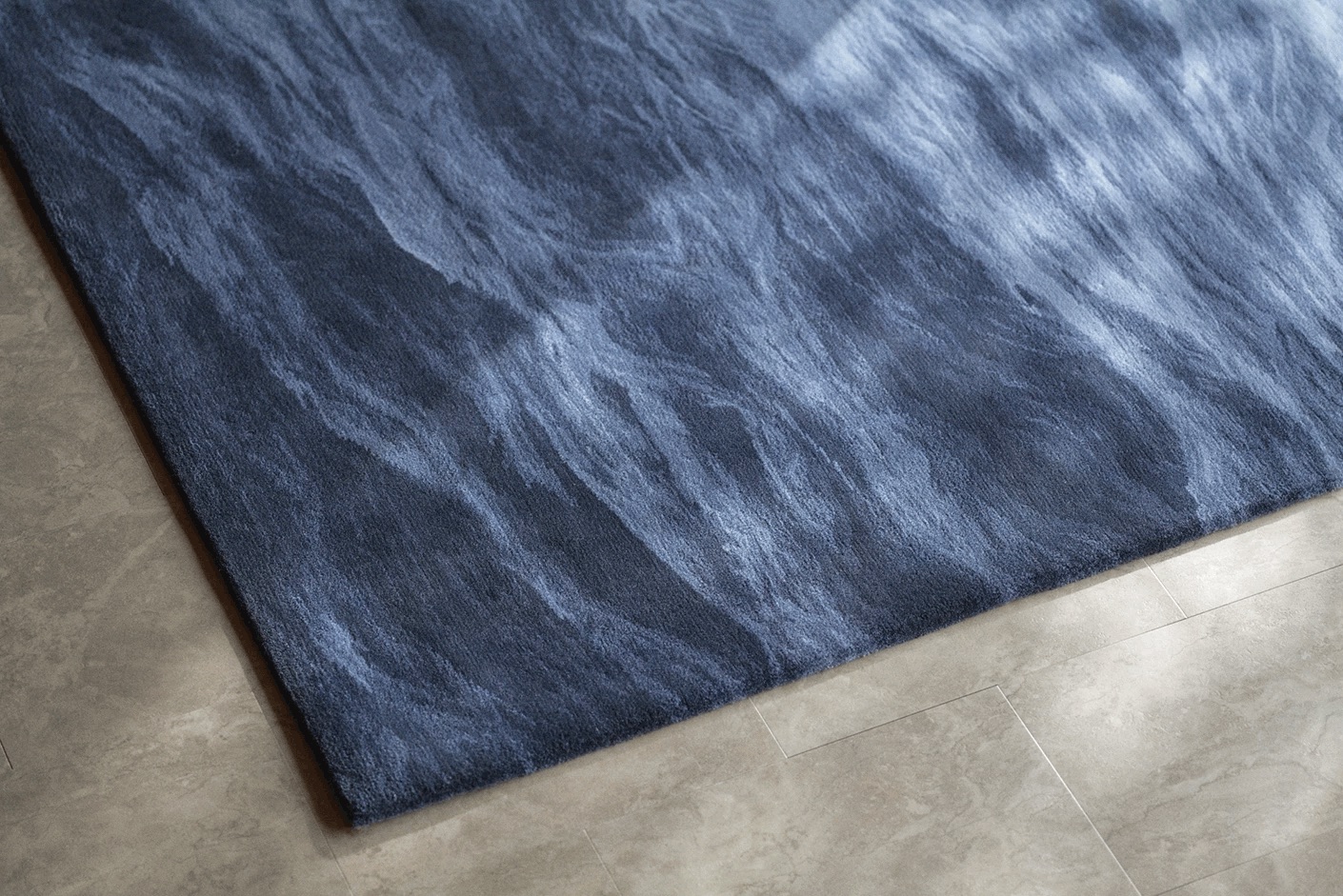 【山形緞通 奥山清行氏デザイン】『UMI』大サイズ（縦78×横140cm / ウール100%）クールグレー F21A-147