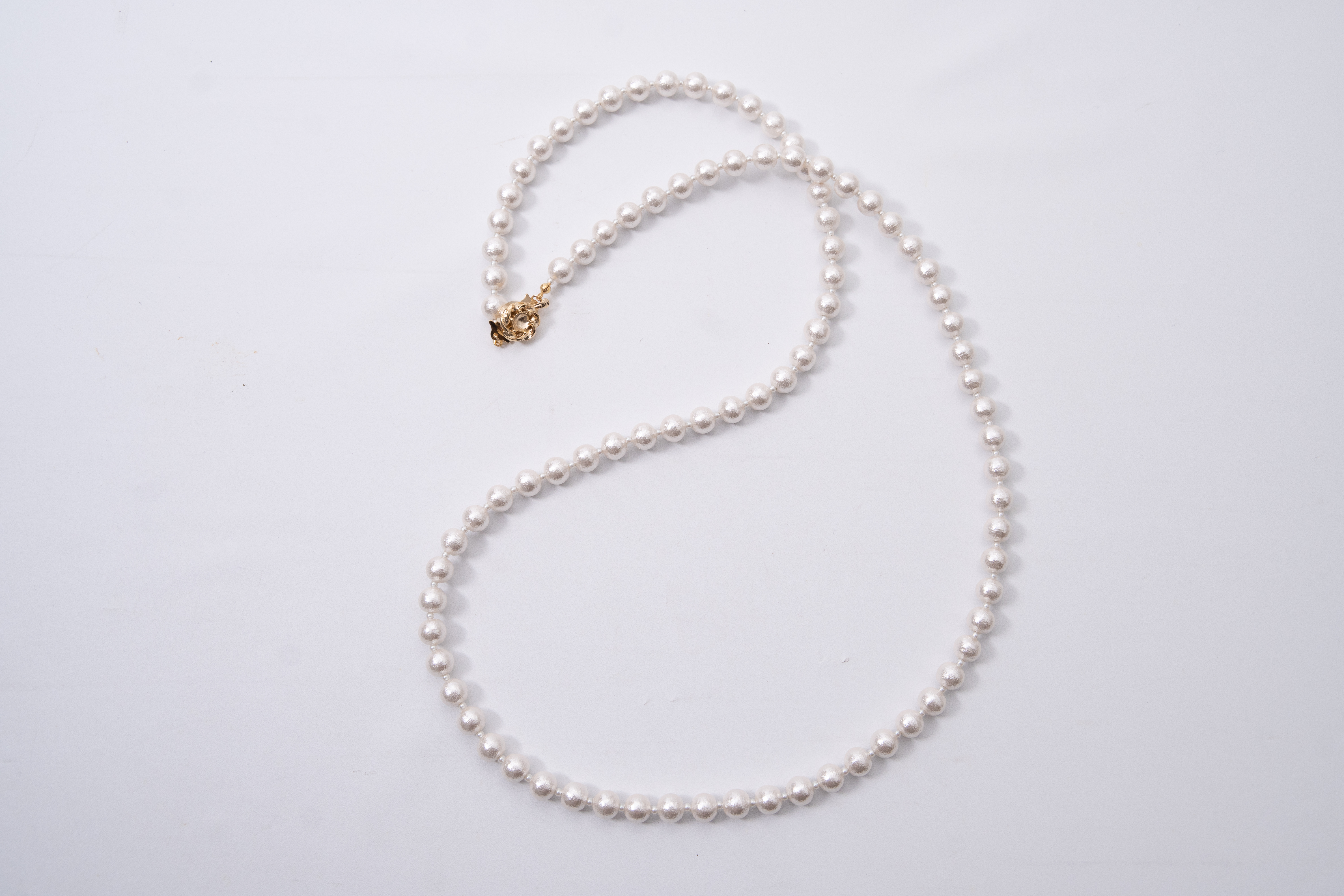 コットンパール「ホワイト」ロングネックレス(金具ゴールド)【～en～】｜コットンパール ネックレス アクセサリー 入学式 卒業式 結婚式 ゴールド