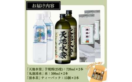 鹿児島芋焼酎「天地水楽」だれやめ湧水割りセット(2本セット) 国産 九州産 鹿児島県産 鹿児島 焼酎 芋焼酎 お酒 天地水楽 お茶割り 水 飲料水 お茶 茶 ティーパック ティーバッグ 水出し 緑茶【
