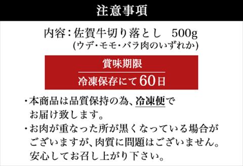 佐賀牛切り落とし 500g (佐賀牛ウデ モモ バラ肉のいずれか) すき焼き しゃぶしゃぶ ギフト「2023年 令和5年」