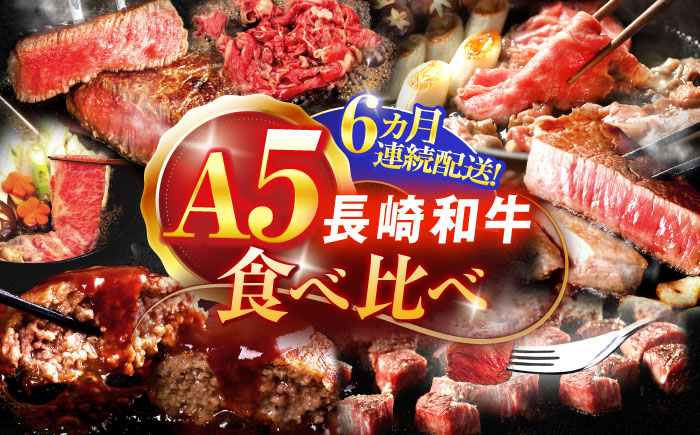【6回定期便】A5ランク長崎和牛食べ比べ【肉のあいかわ】 [OCH029]